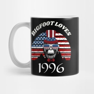 Bigfoot loves America and People born in 1996 Mug